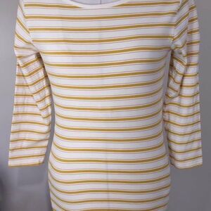 Small Matilda Jane Gold/yellow & White Stripe Womens 3/4 Sleeve Blouse C2091
